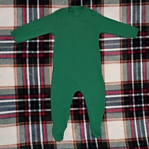 Fin & Vince Green Ribbed Footie Pajamas 12-18 Months EUC